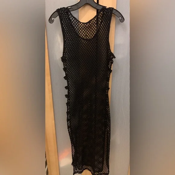 Black fishnet stretchy dress Size 1XL - Picture 2 of 10